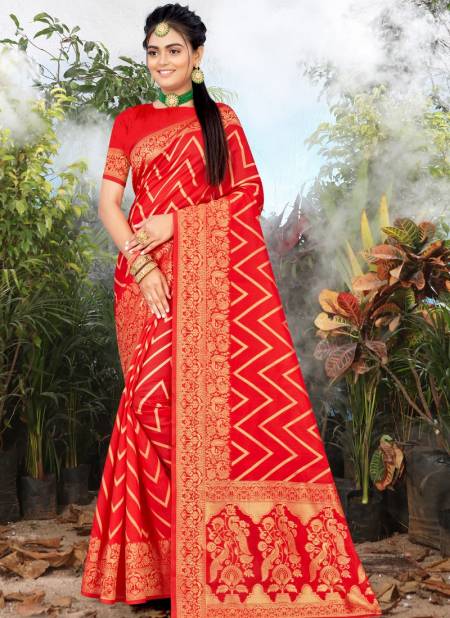 Red Colour Santraj New Fancy Party Wear Banarasi Silk Saree Collection 1024